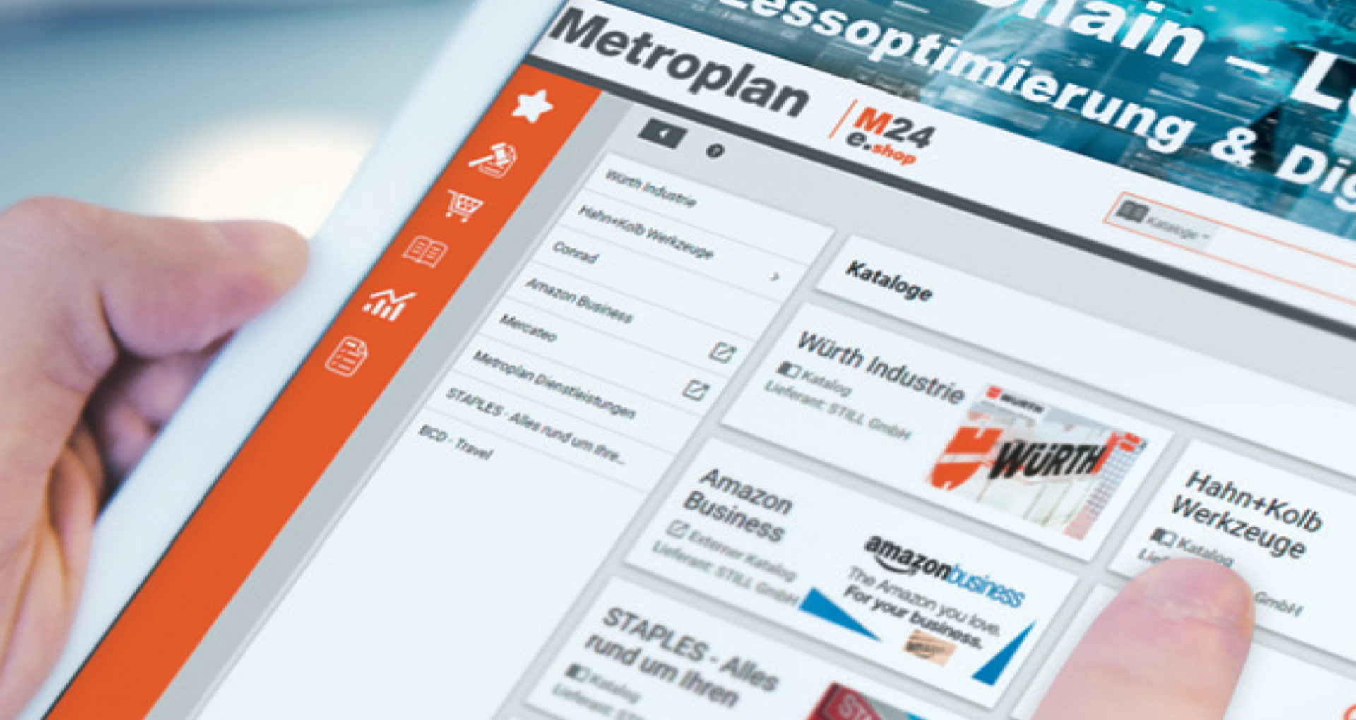 Nahaufnahme eines E-Procurement-Systems auf einem Tablet – Symbol für digitale Beschaffung, optimierte Einkaufsprozesse und Effizienzsteigerung